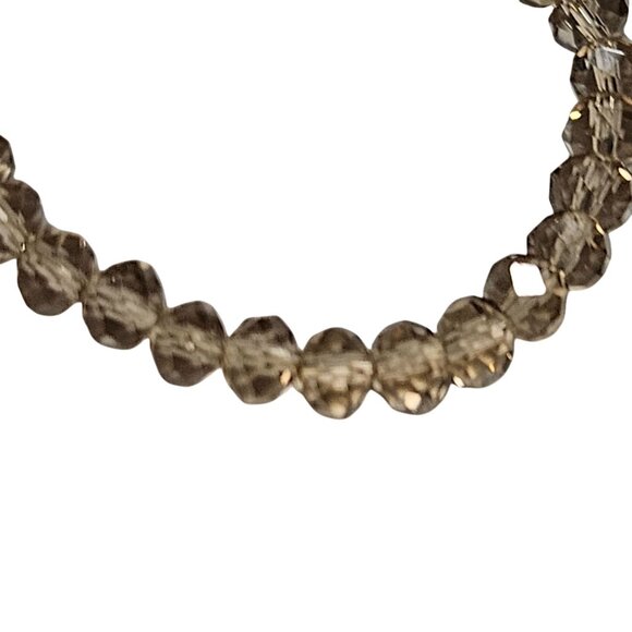 Brown Beaded Stretch Bracelet Faceted Champagne Colored Beads Minimalist Jewelry - Picture 2 of 3